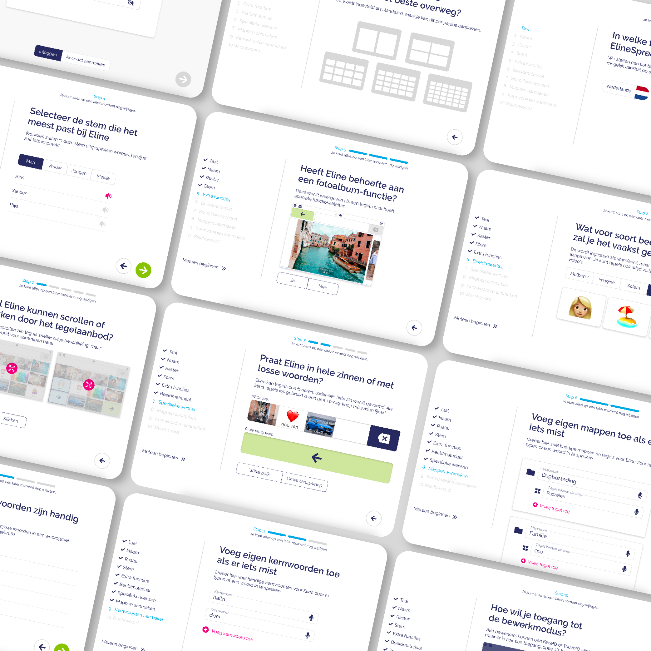 ElineSpreekt app interface for the first-time onboarding
